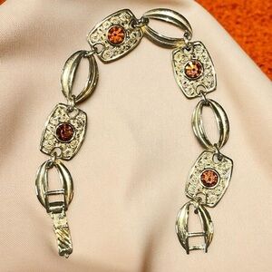 Vintage Sarah Coventry Gold Tone and Topaz Colored Women's Bracelet